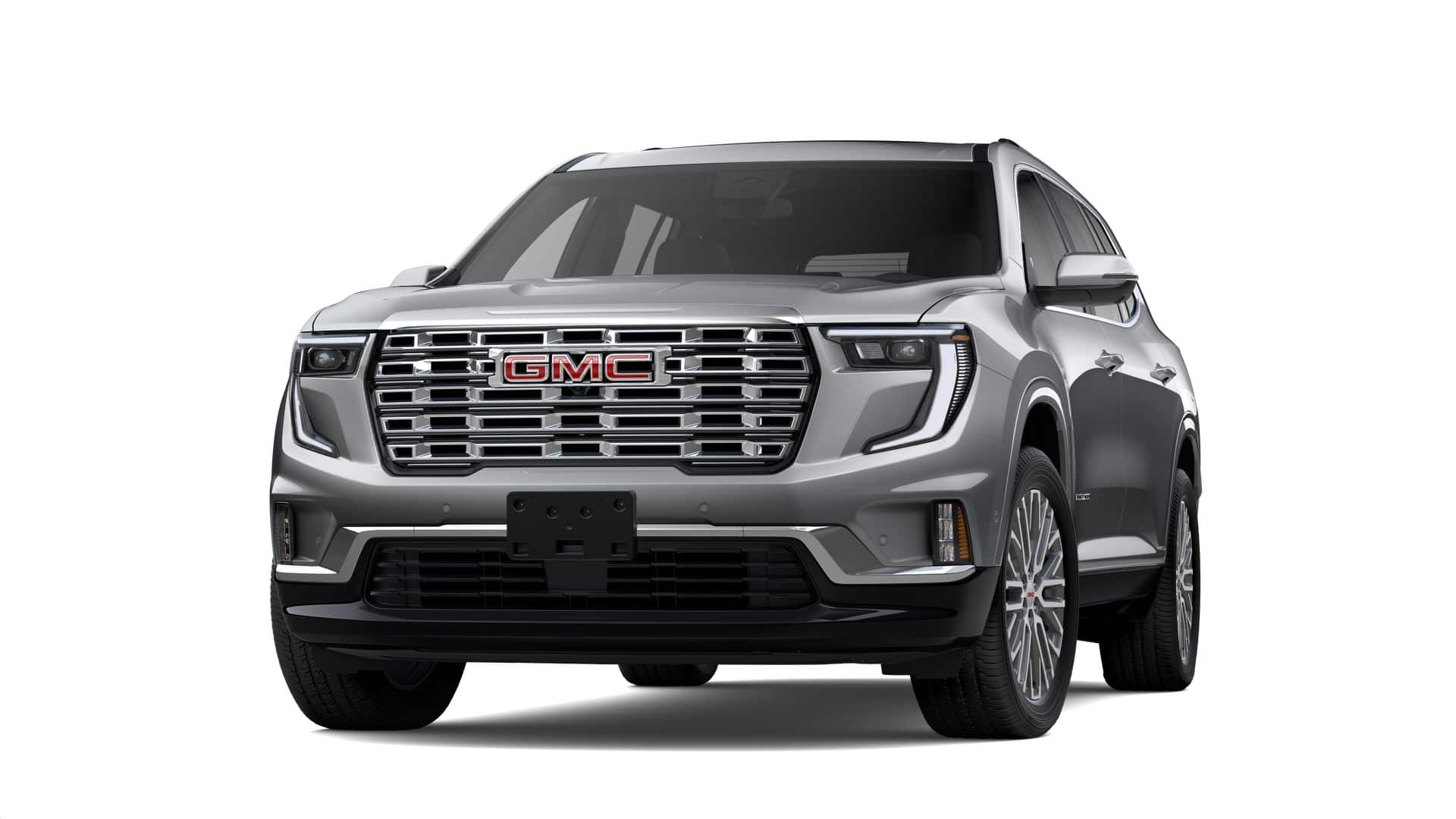 2026 GMC Acadia Denali in Sterling Metallic — front three-quarter view